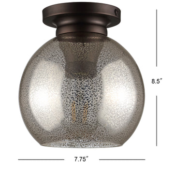 Atlas 7.75" Metal/Glass LED Flush Mount - JONATHAN Y